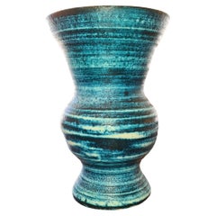 Accolay 1960 Französische Mid-Century Gauloise Blaue Keramikvase