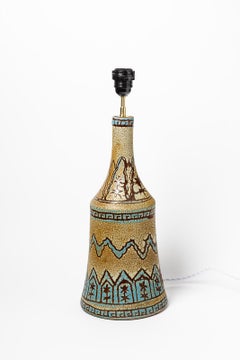 Accolay 20th Century Blue and Yellow Ceramic Table Lamp Unique Piece