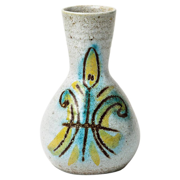 Accolay 20th Midcentury French Ceramic Flower Vase White Pottery Color