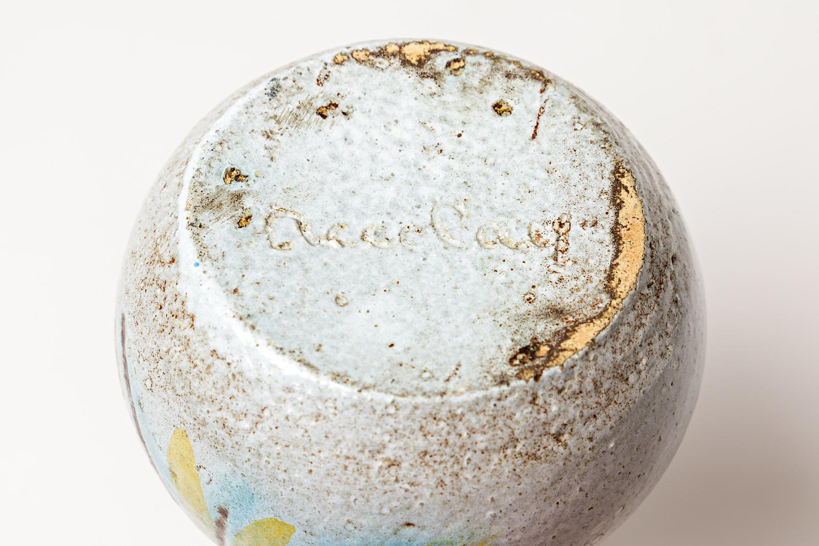 Mid-Century Modern Vase à fleurs en céramique française Accolay du milieu du 20e siècle, couleur poterie blanche en vente