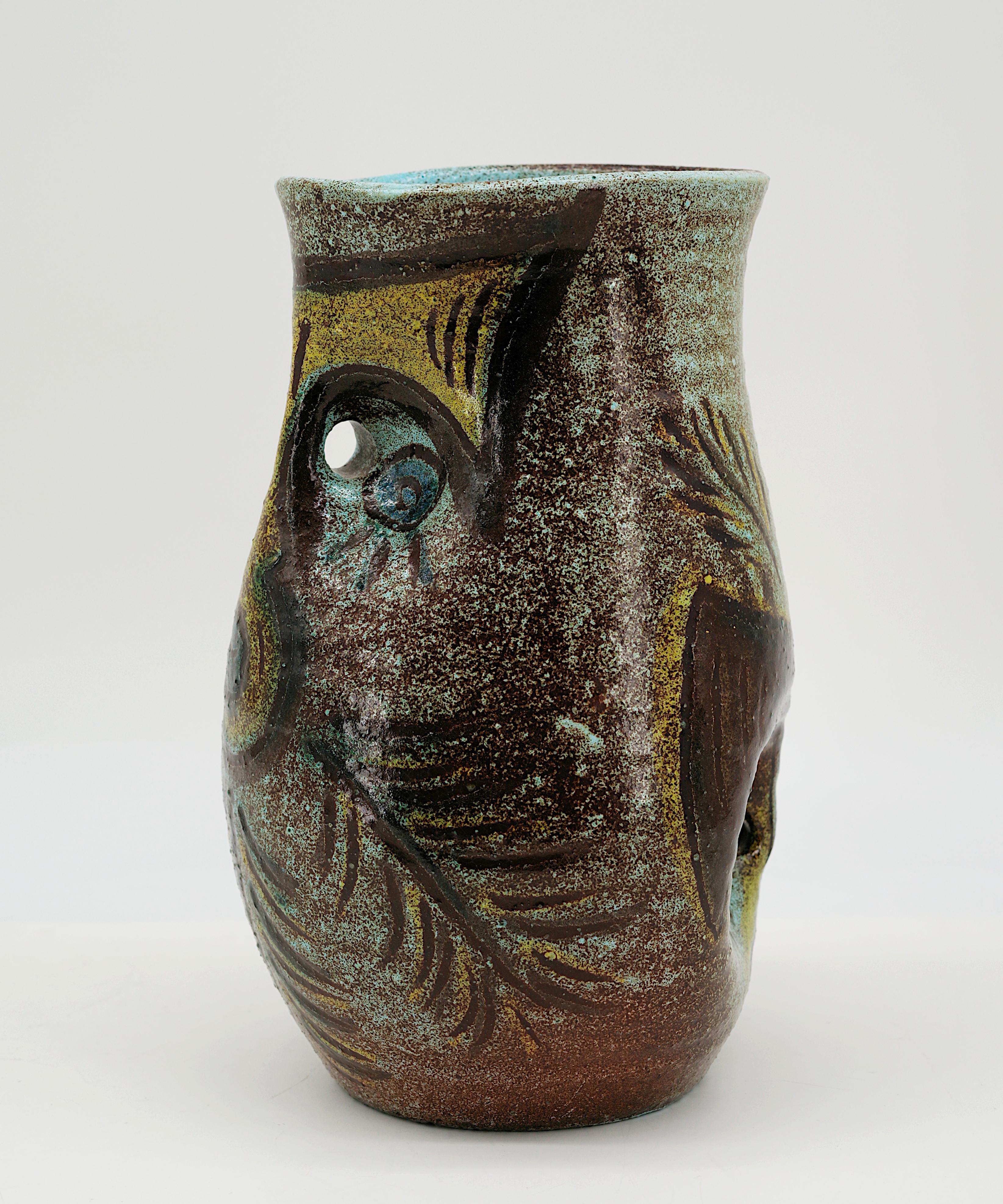 Anthropomorphe Vase mit Tonverzierung, 1950er-Jahre (Moderne der Mitte des Jahrhunderts) im Angebot