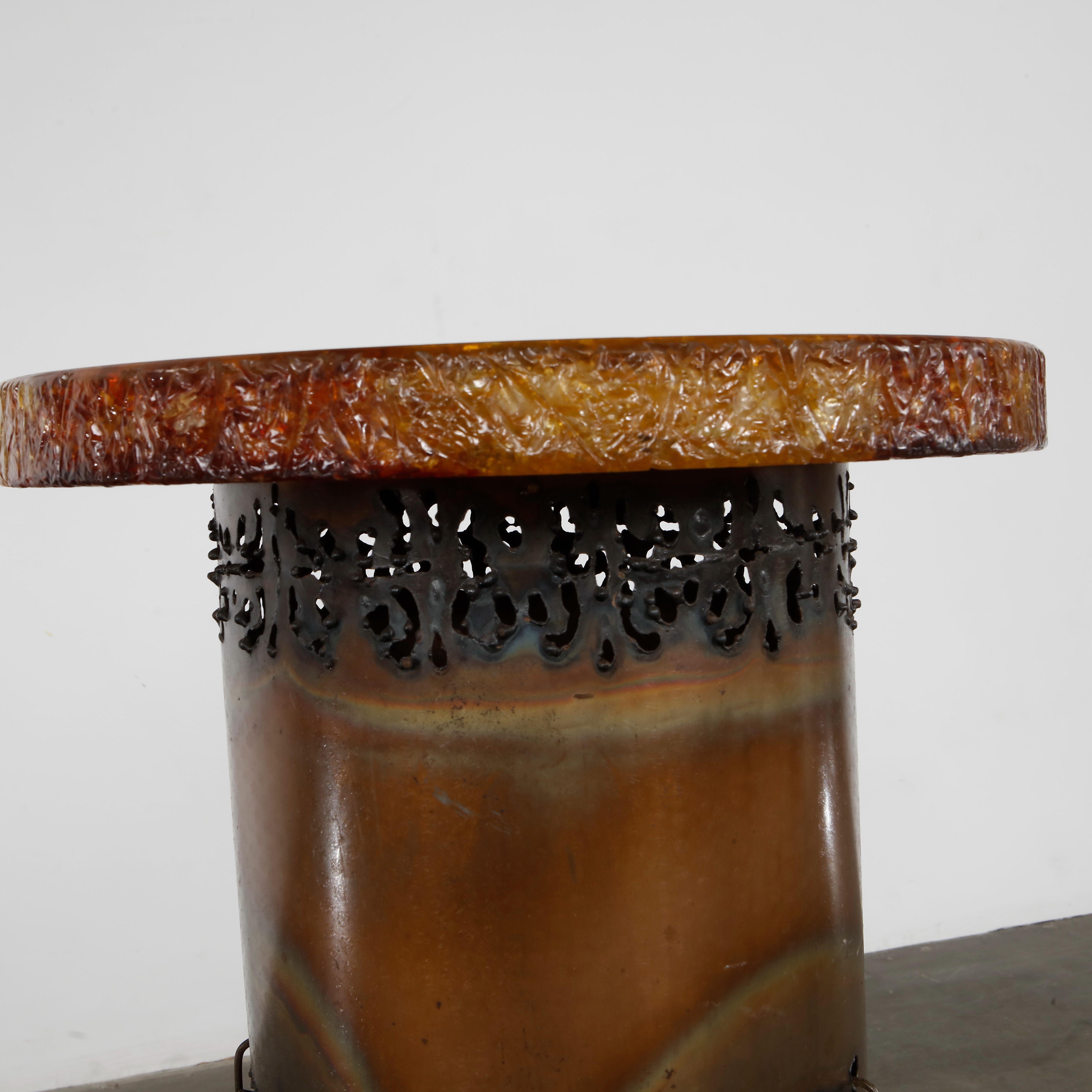 Accolay, Brutalist Accolay Resin Copper Lighting Bar, 1960s For Sale 3