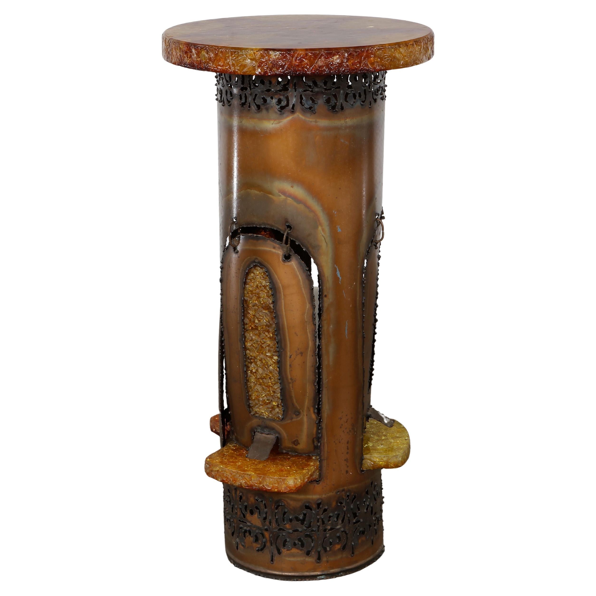 Accolay, Brutalist Accolay Resin Copper Lighting Bar, 1960s For Sale