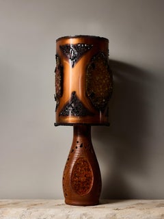 Accolay Ceramic and Copper Table Lamp with Resin Inclusions