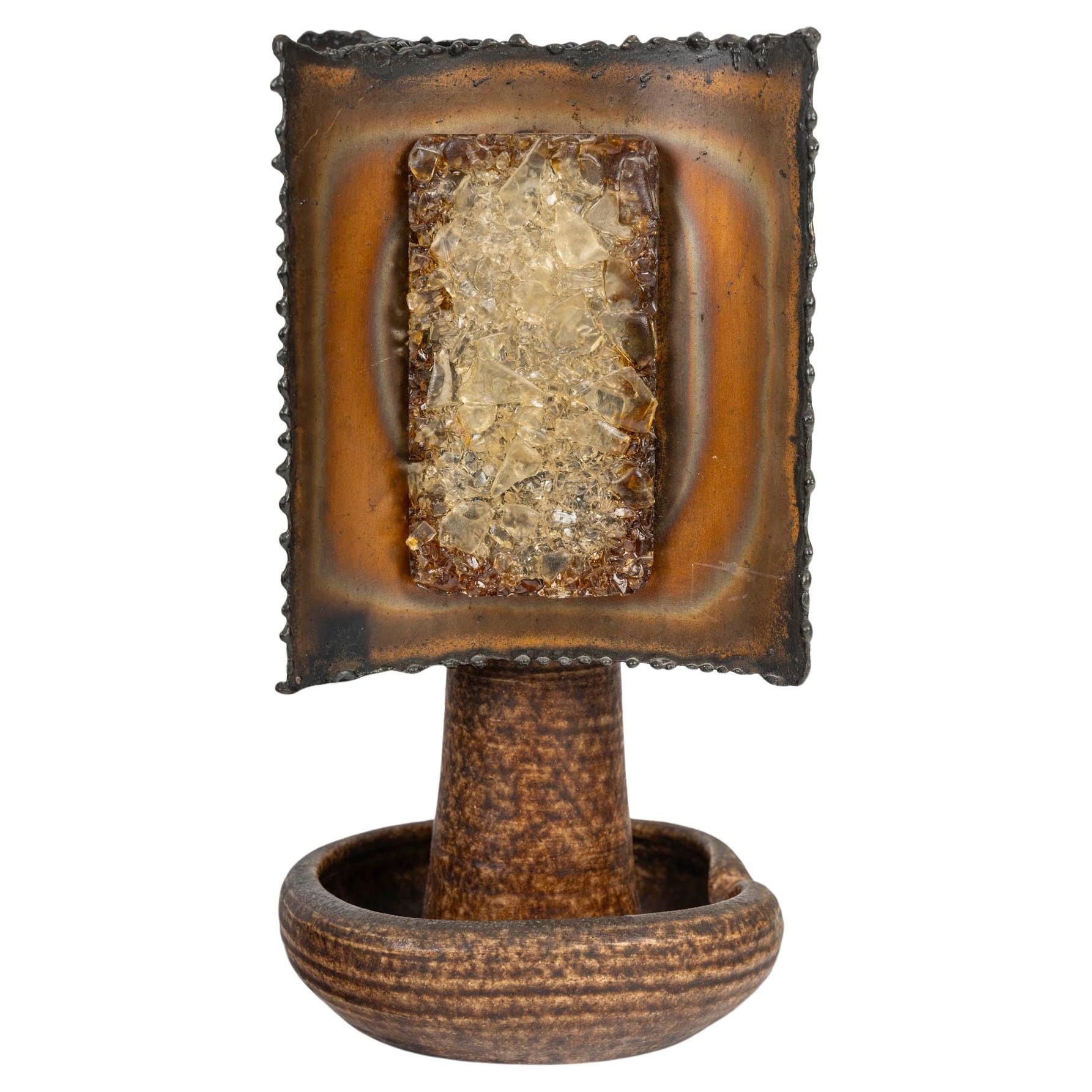 Lampe de table en céramique et métal Accolay, 20e siècle.