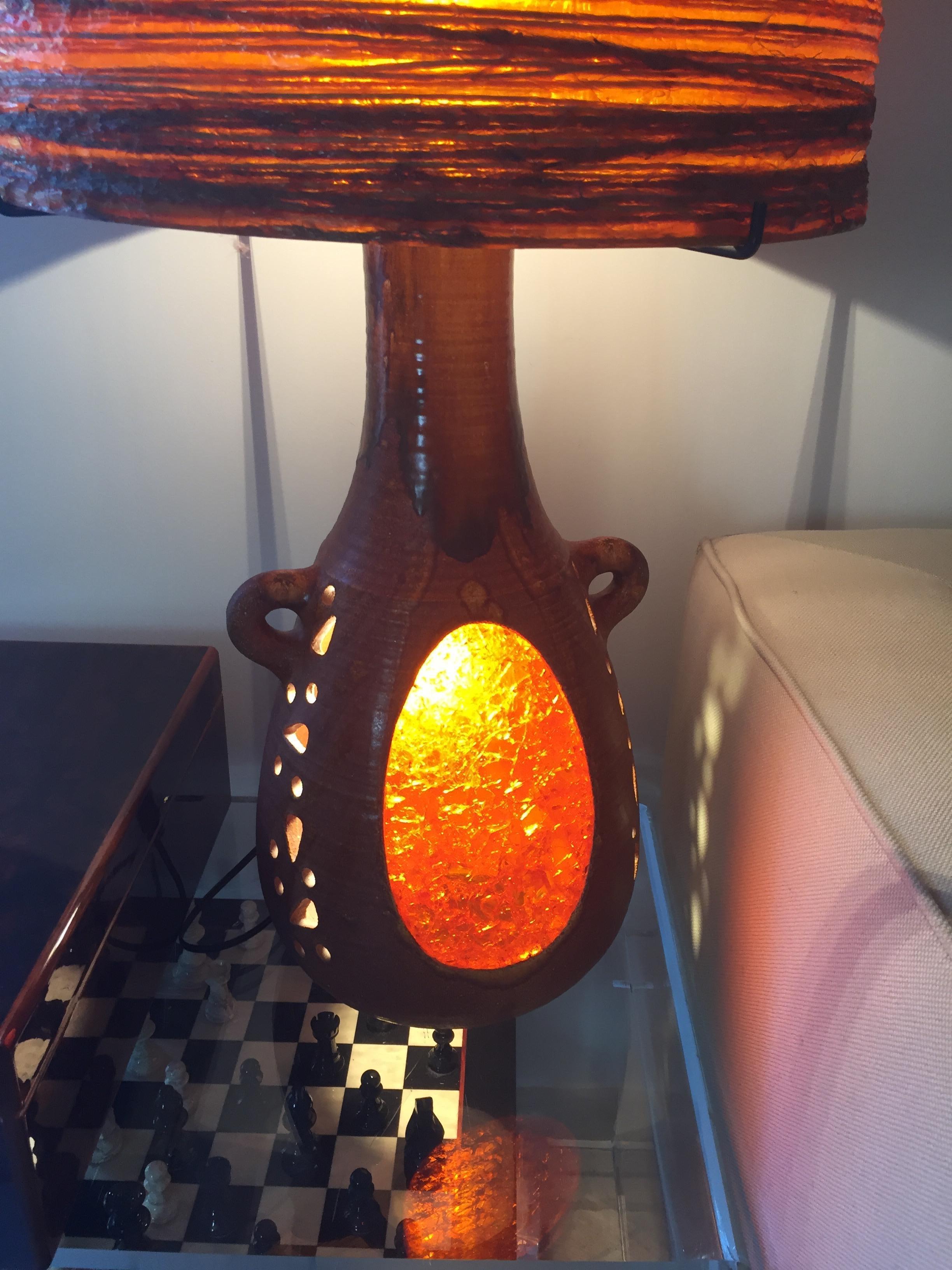Accolay ceramic and resin workshop lamp 1970 In Good Condition For Sale In Saint Rémy de Provence, FR