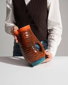 Accolay Ceramic Jar, Burnt Orange, French Vintage Design, 1960s