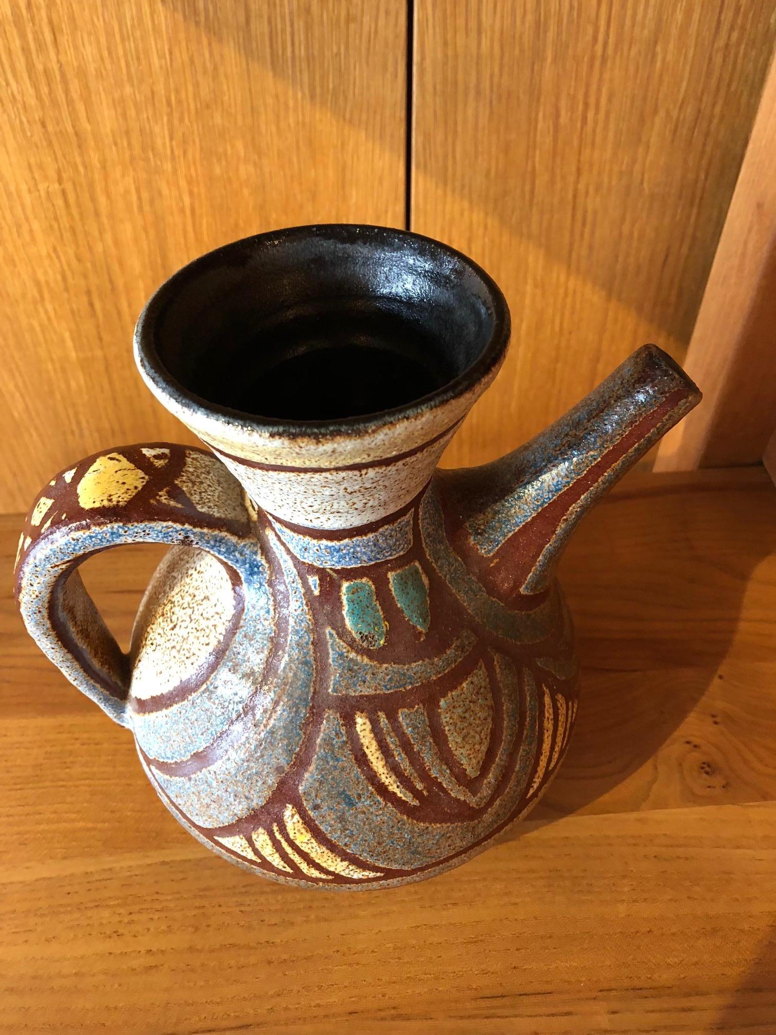 Accolay Ceramic Jug, France, 1960s In Good Condition For Sale In Paris, FR