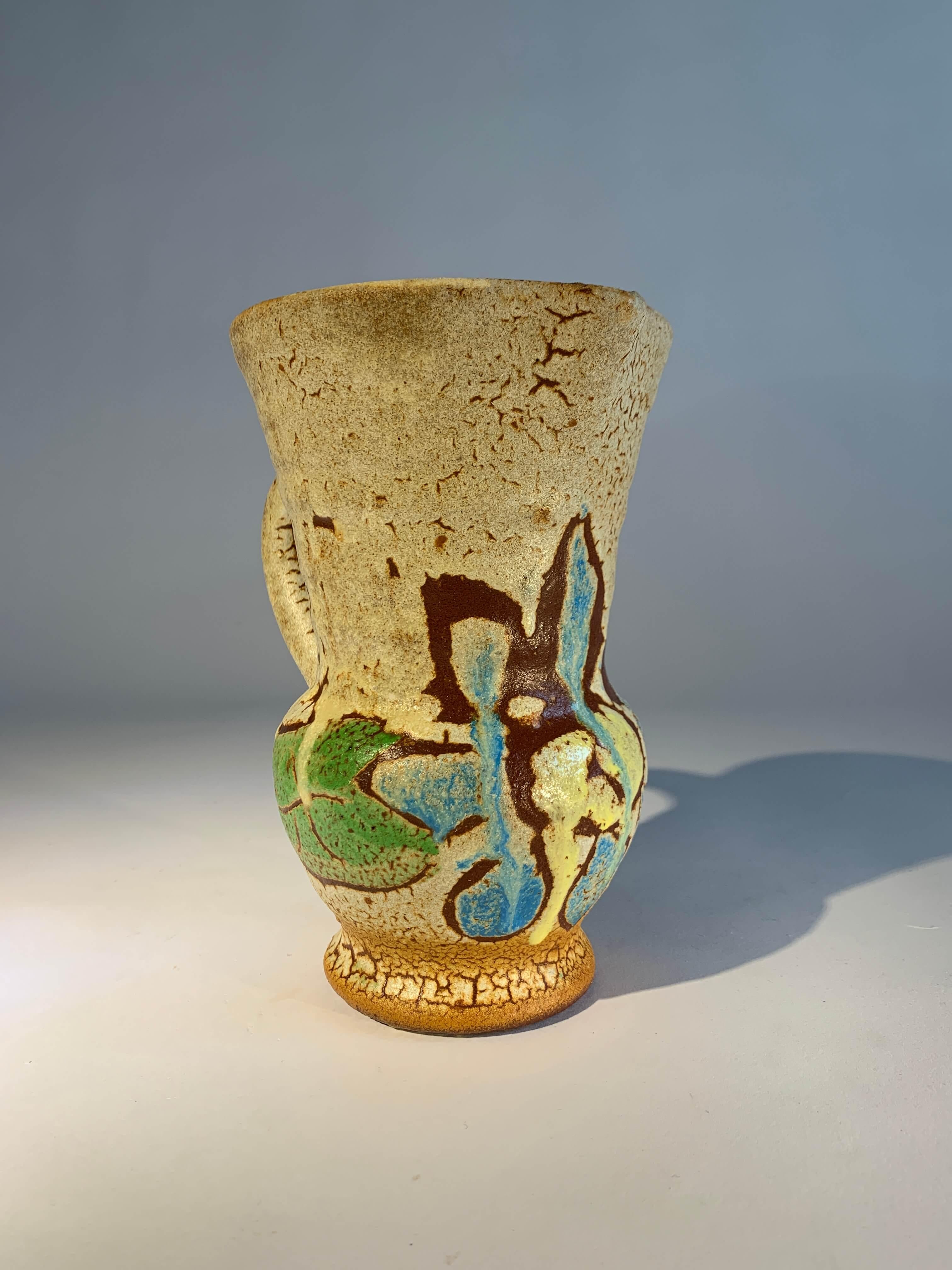 Hand-Crafted Accolay ceramic pitcher For Sale
