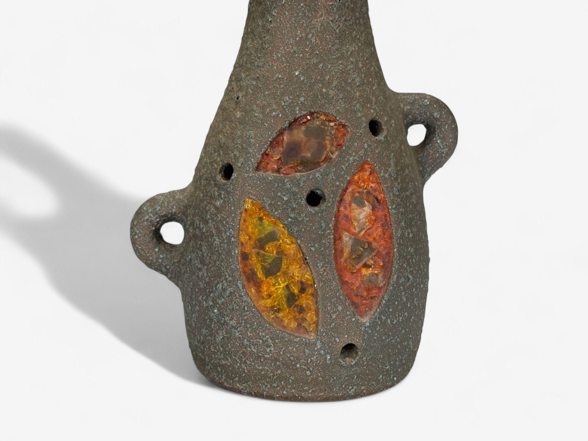 Accolay, Ceramica, Stained Glass, Resina filata, Lampada da tavolo, Francia, anni '60 in vendita 6