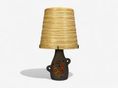 Accolay, Ceramic, Stained Glass, Spun Resin, Table Lamp, France, 1960s