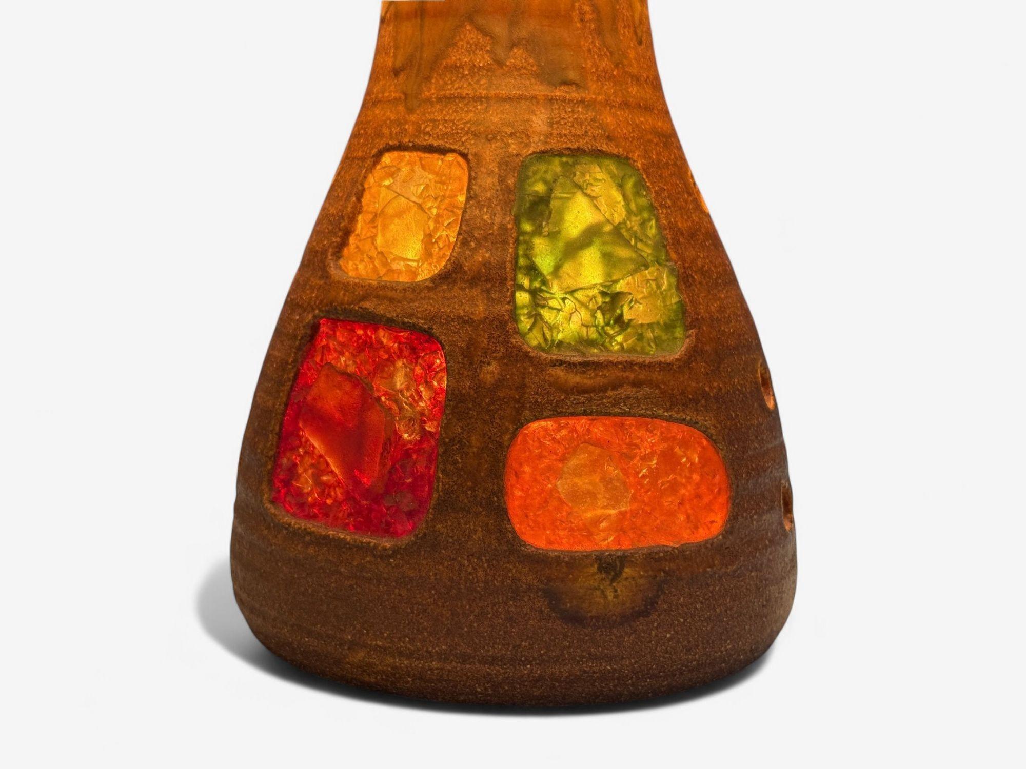 Accolay, Ceramica, Stained Glass, Resina filata, Lampada da tavolo, Francia, anni '60 in vendita 3