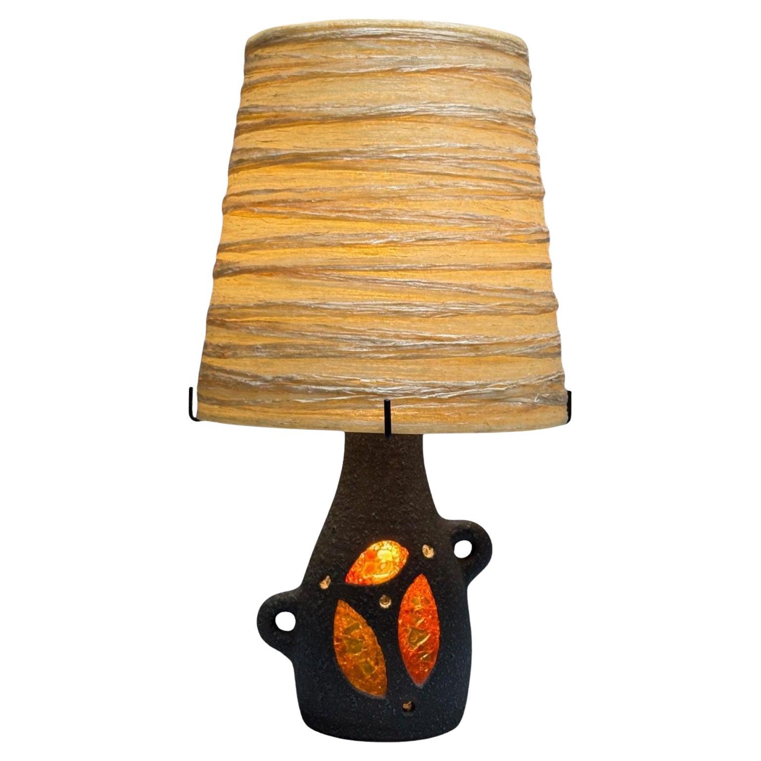 Accolay, Ceramica, Stained Glass, Resina filata, Lampada da tavolo, Francia, anni '60