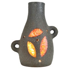 Accolay Keramik Tischlampe mit Harzeinlage Französische Art Pottery 1960s