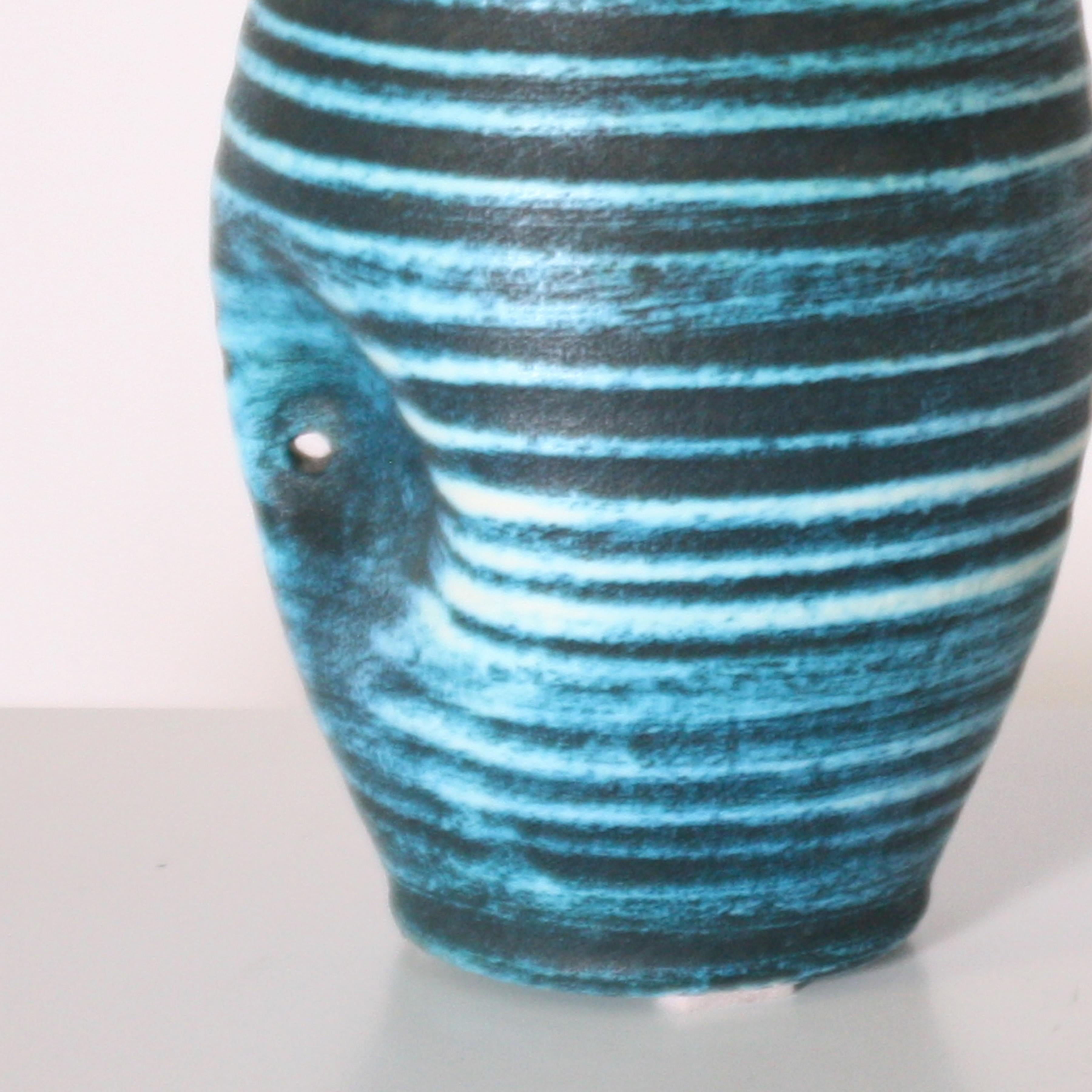 French Accolay Ceramic Turquoise Vase, circa 1950