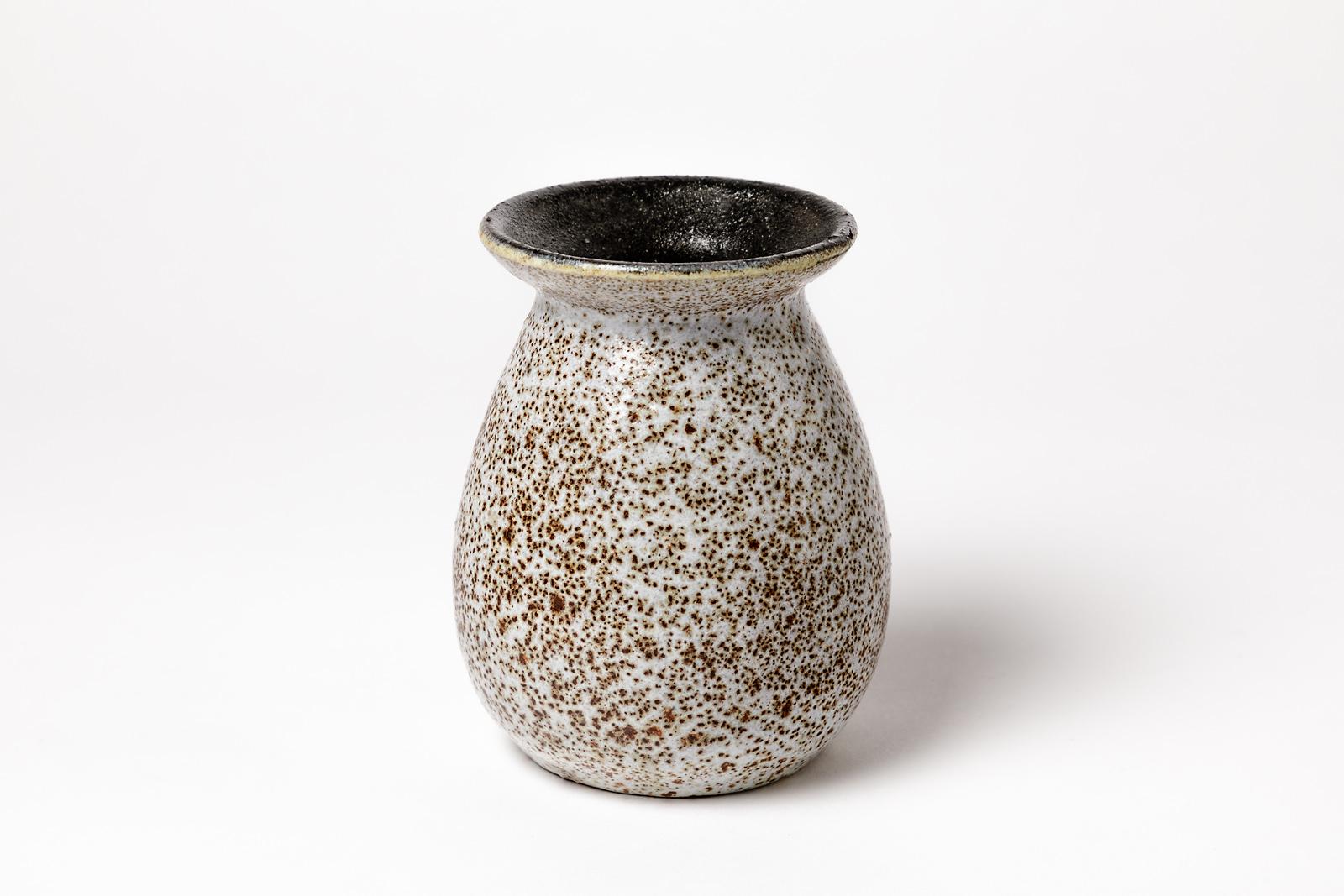 Mid-Century Modern Accolay Ceramic Vase Design Grey and Brown Pottery Colors, circa 1970 For Sale