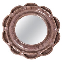Accolay Ceramic Wall Mirror 20th Century Pottery French Design Purple Grey Color