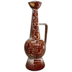 Accolay, circa 1950, Rare and Important Zoomorphic Ceramic Big Vase, Maya Bird