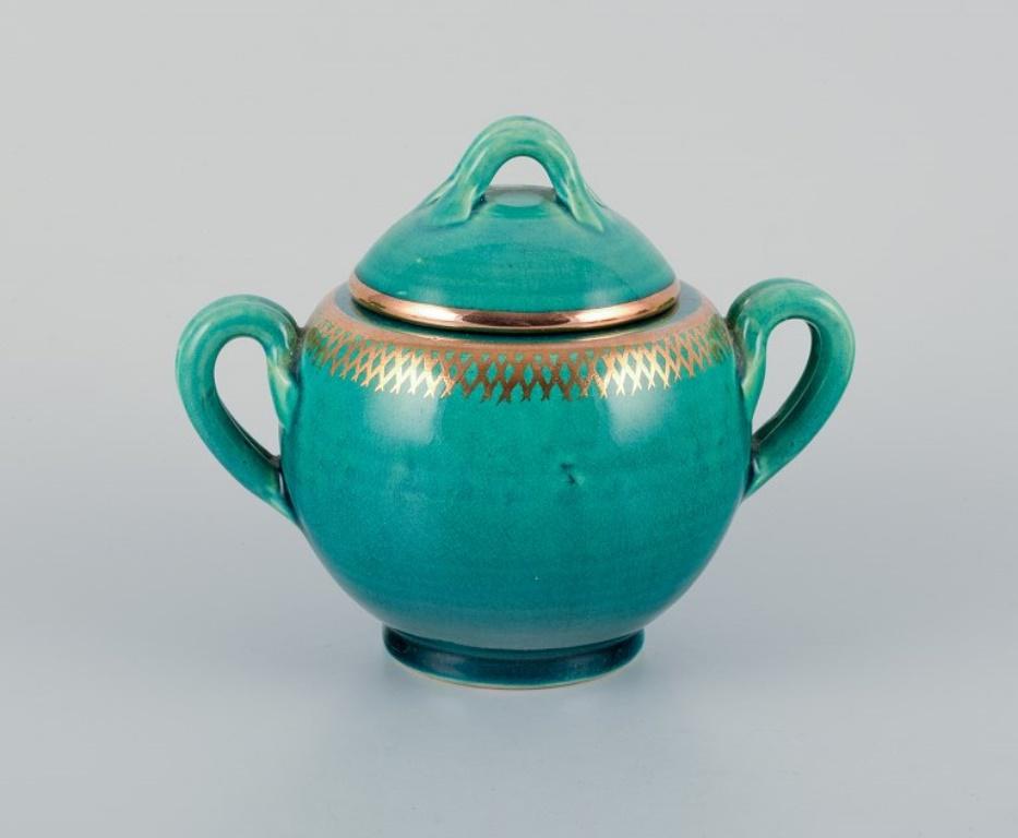 French Accolay, France, complete ceramic tea service for six people.  For Sale