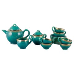 Accolay, France, complete ceramic tea service for six people.