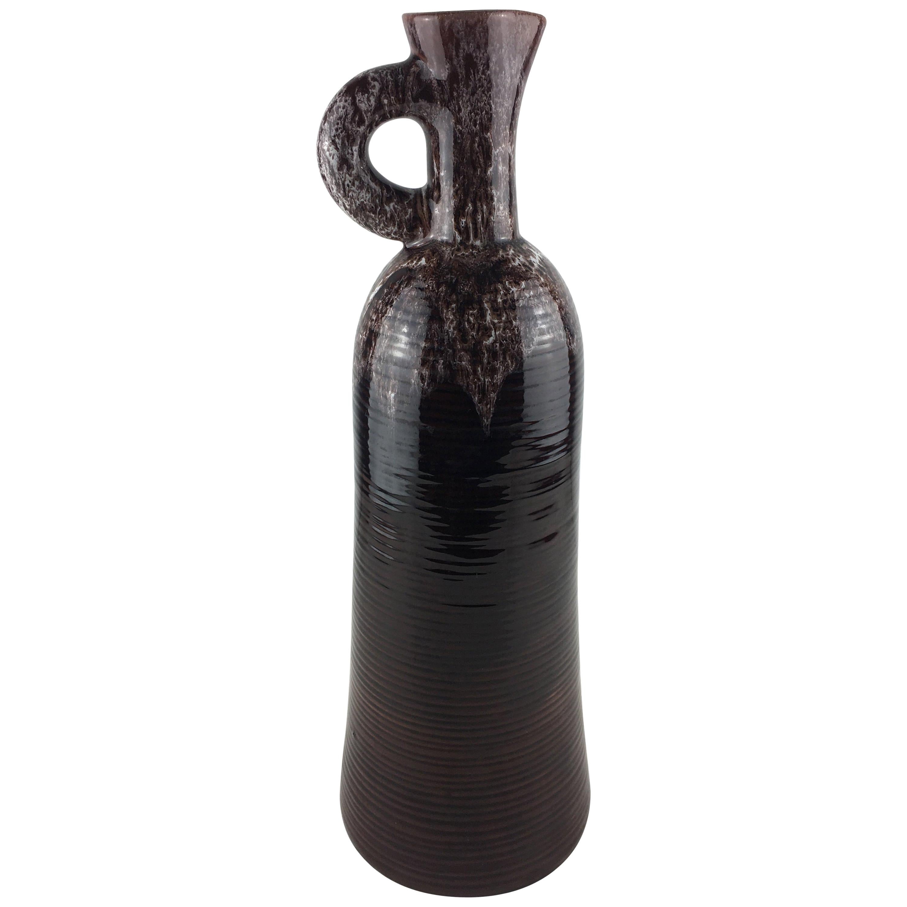 Accolay French Ceramic Handled Vase or Pitcher