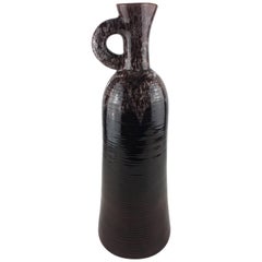 Retro Accolay French Ceramic Handled Pitcher Vase 