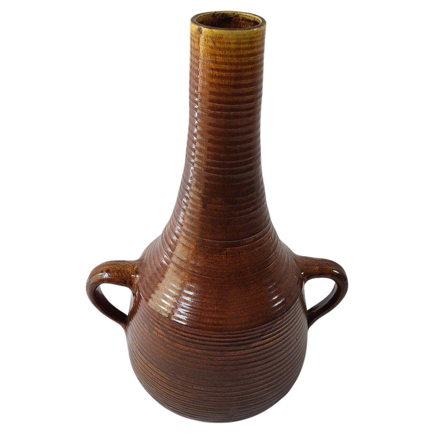 Enameled Accolay,  Grand pied de Lampe au sol, Vase en Céramique française Emaillé , 1960 For Sale