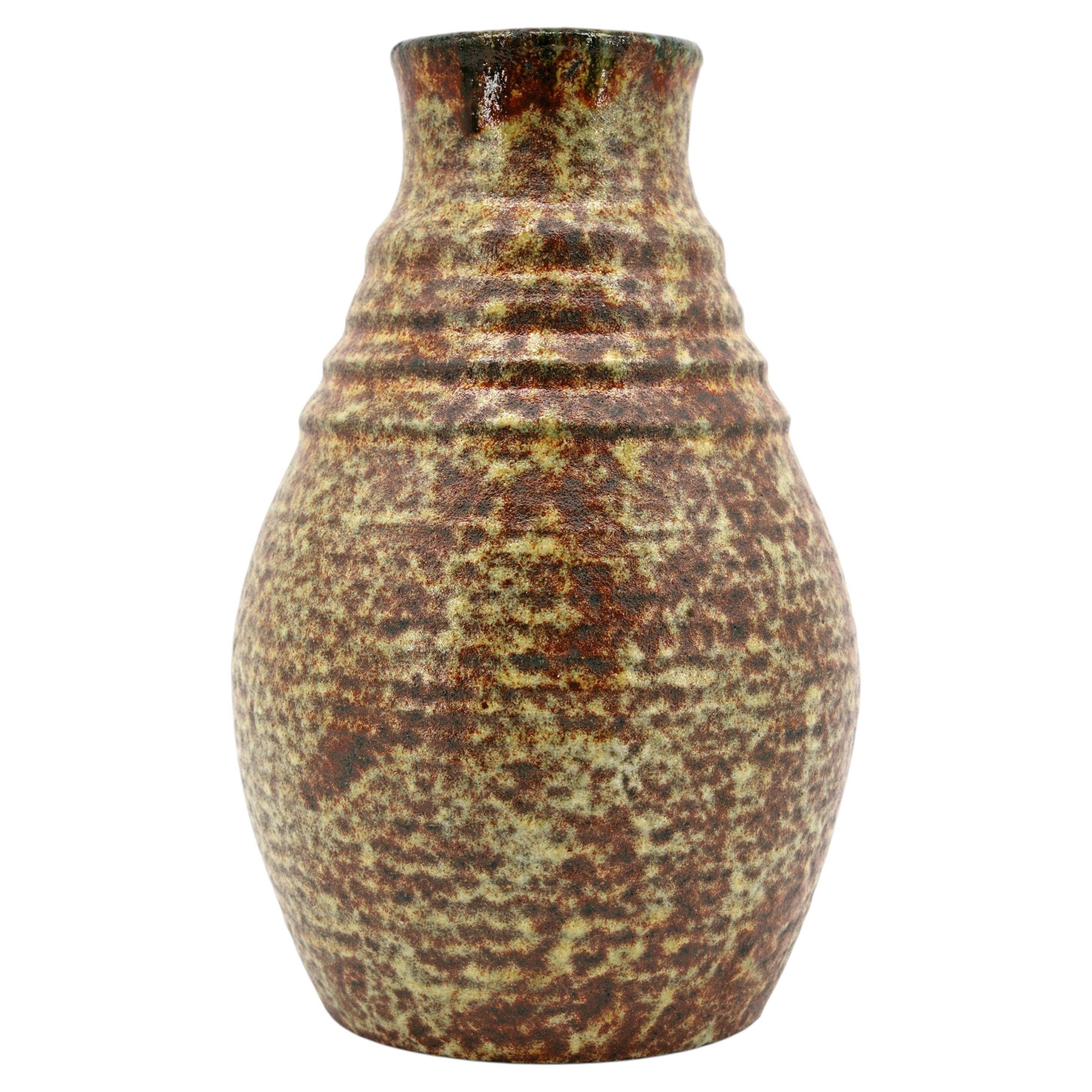 Vaso in gres di metà secolo Accolay, design francese, anni '50, 16,5 pollici in vendita