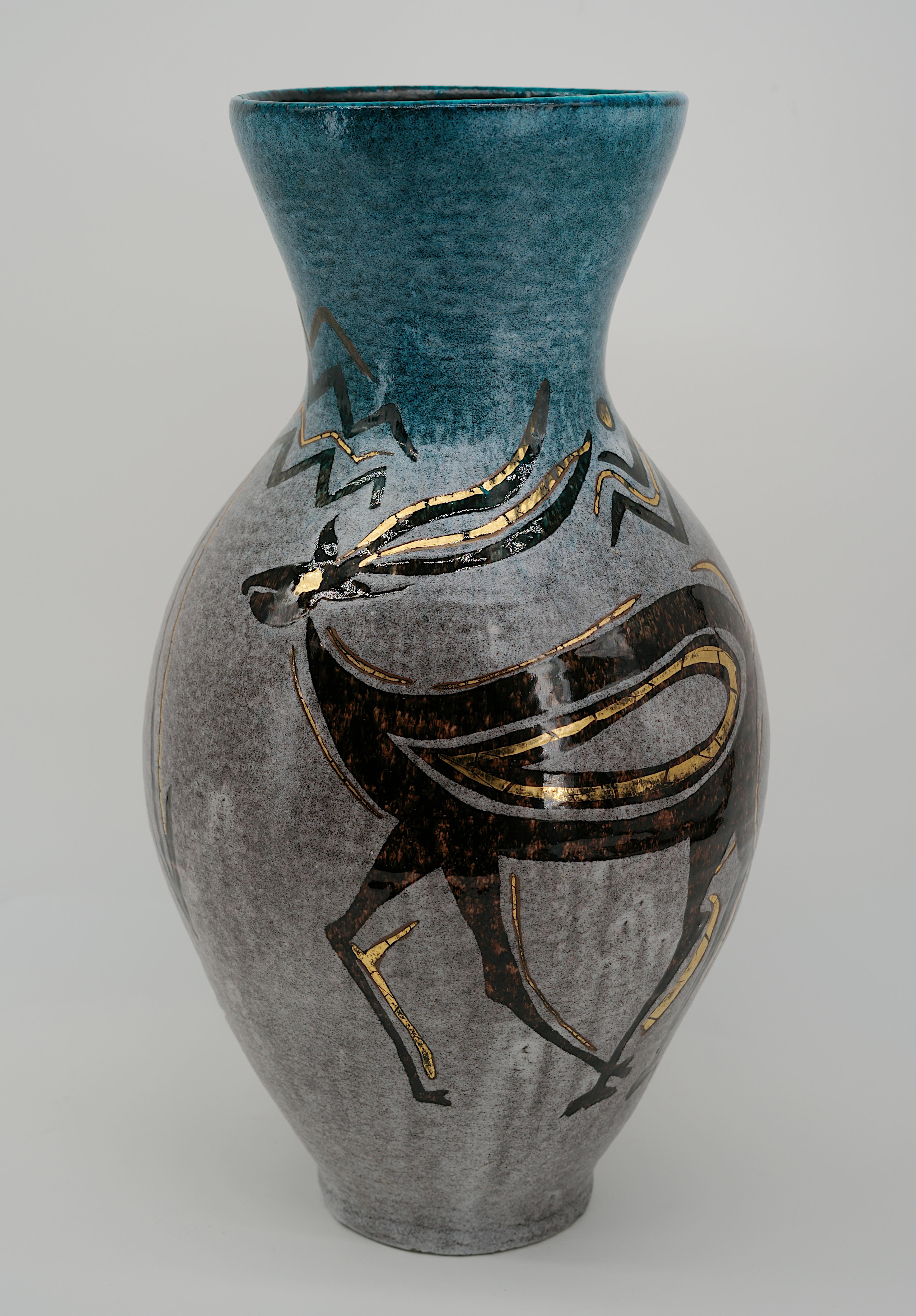 Vaso in gres con scena di caccia di Accolay Museal, anni '50 in vendita 3