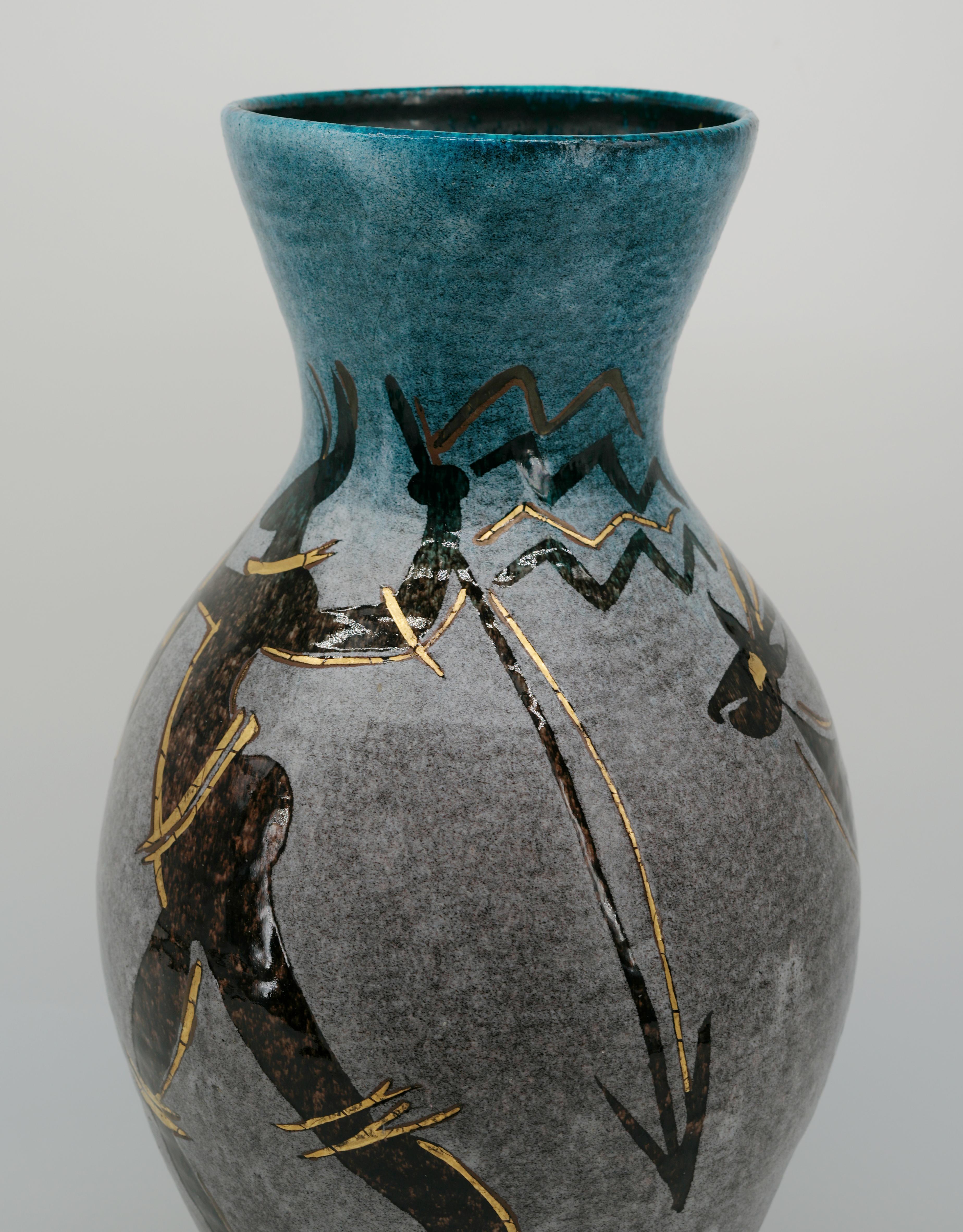 Vaso in gres con scena di caccia di Accolay Museal, anni '50 in vendita 2