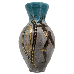 Accolay Museal Hunting Scene Stoneware Vase, 1950s