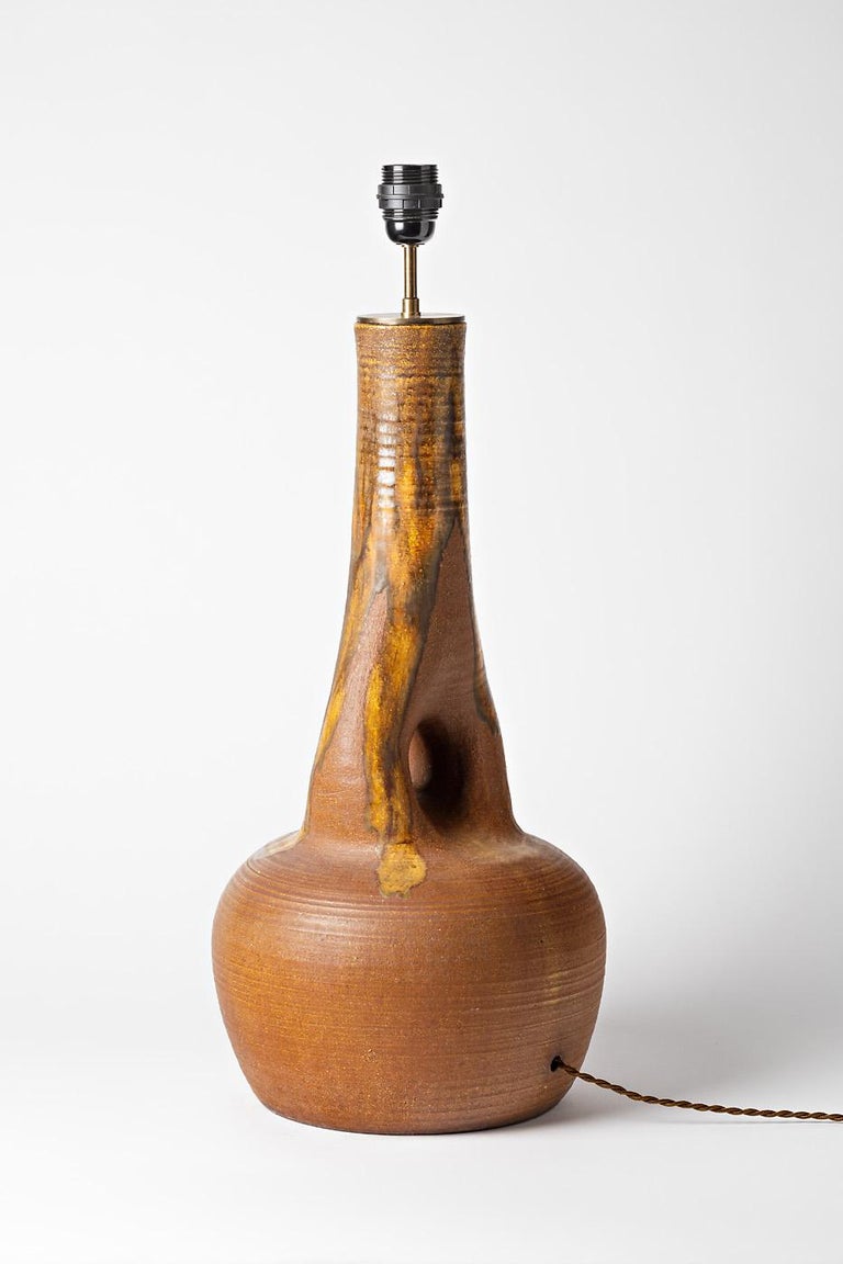 Accolay Pottery Brown Ceramic Table or Floor Lamp Base ...