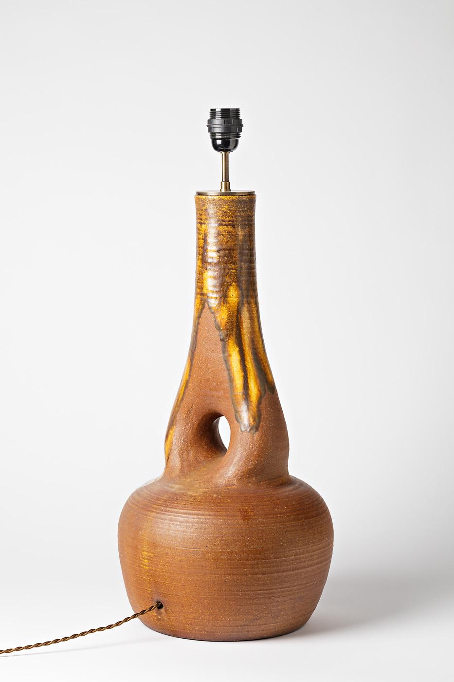 Accolay Pottery Base de cerámica marrón para lámpara de mesa o pie Moderna, años 70 Moderno de mediados de siglo en venta