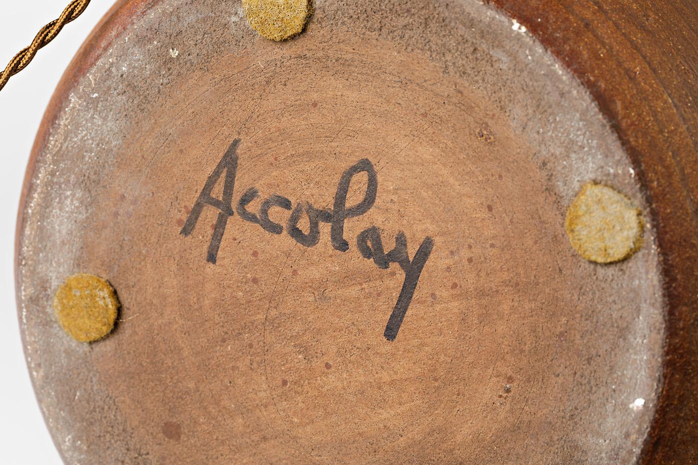 Accolay Pottery Brown Keramik Tisch- oder Stehlampe Sockel Modern, 1970er Jahre im Zustand „Hervorragend“ im Angebot in Neuilly-en- sancerre, FR