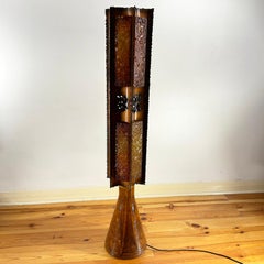 Accolay Studio Pottery Floor Lamp with a Brutalist Lampshade France 1960s