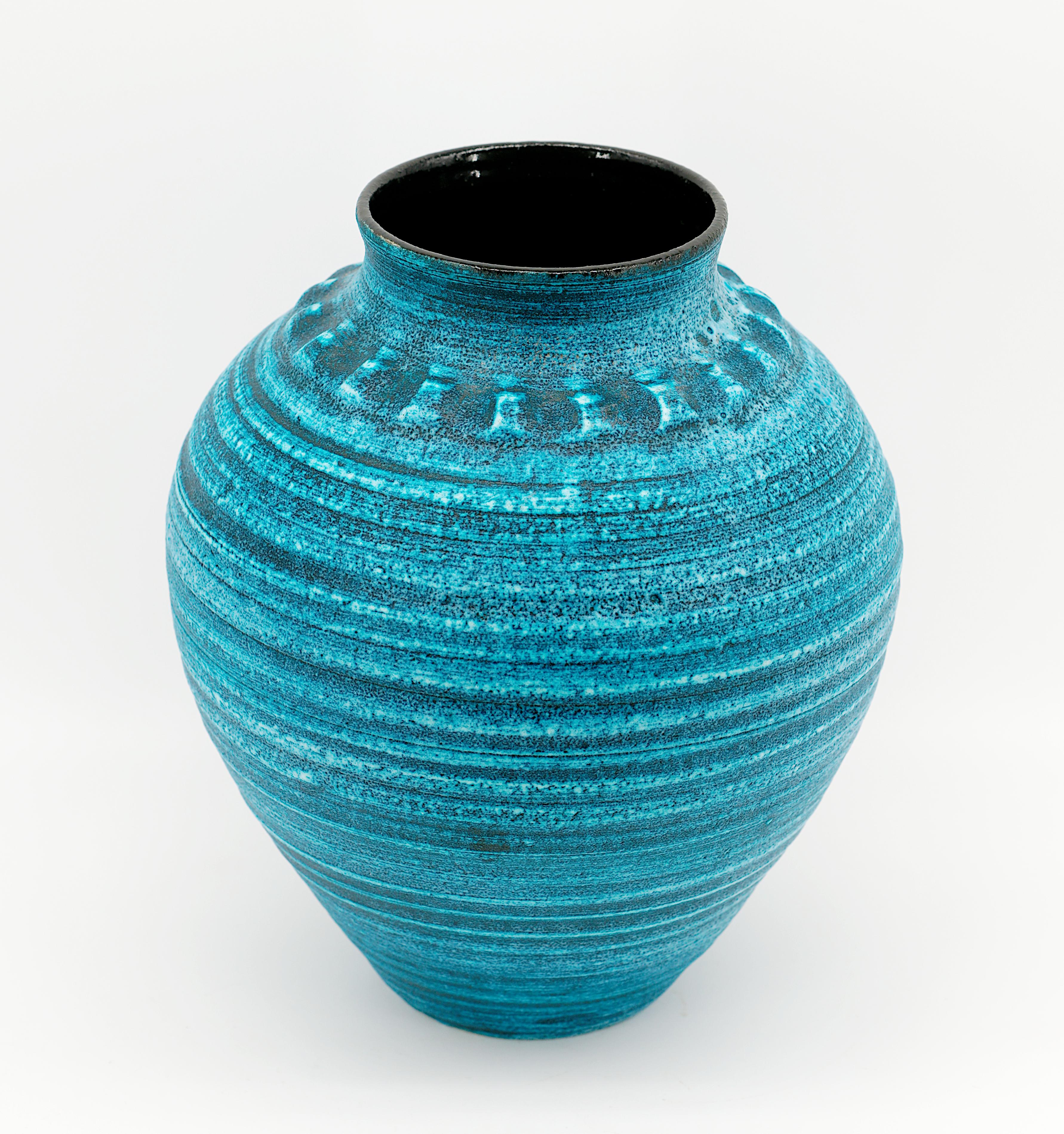 Accolay Jarrón Círculo Concéntrico Azul Turquesa Francés en venta