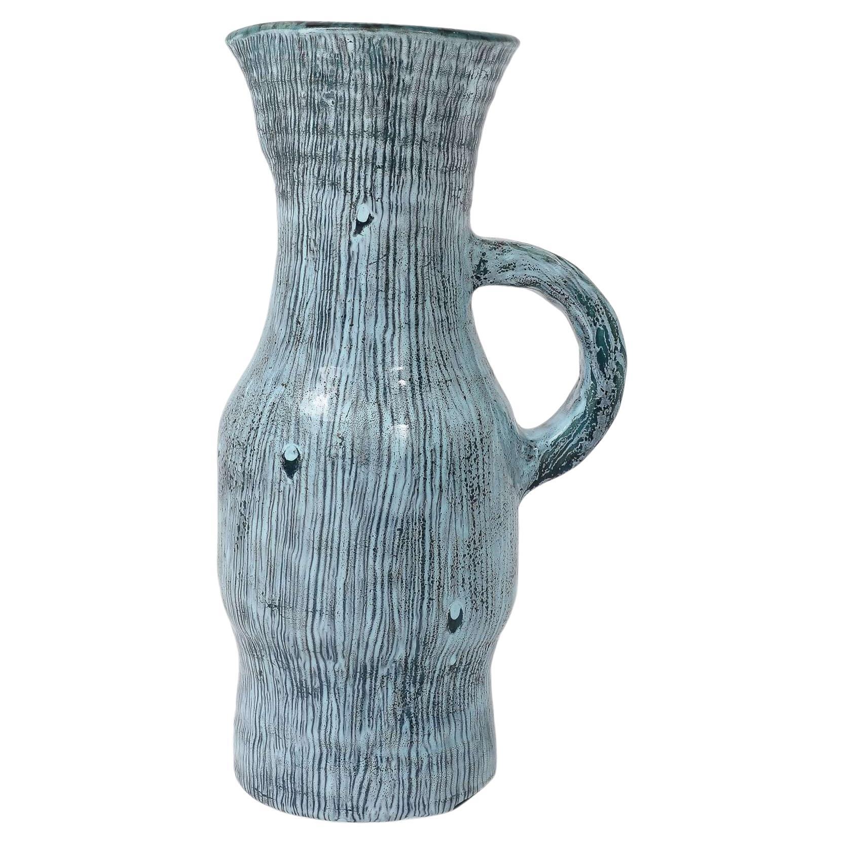 Accolay Turquoise Striated Pitcher For Sale