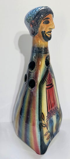 Polychrom glasierte Keramikfigur von Accollay, signiert, Frankreich, 1960er Jahre