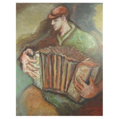Joueur Accordeon. Huile sur toile