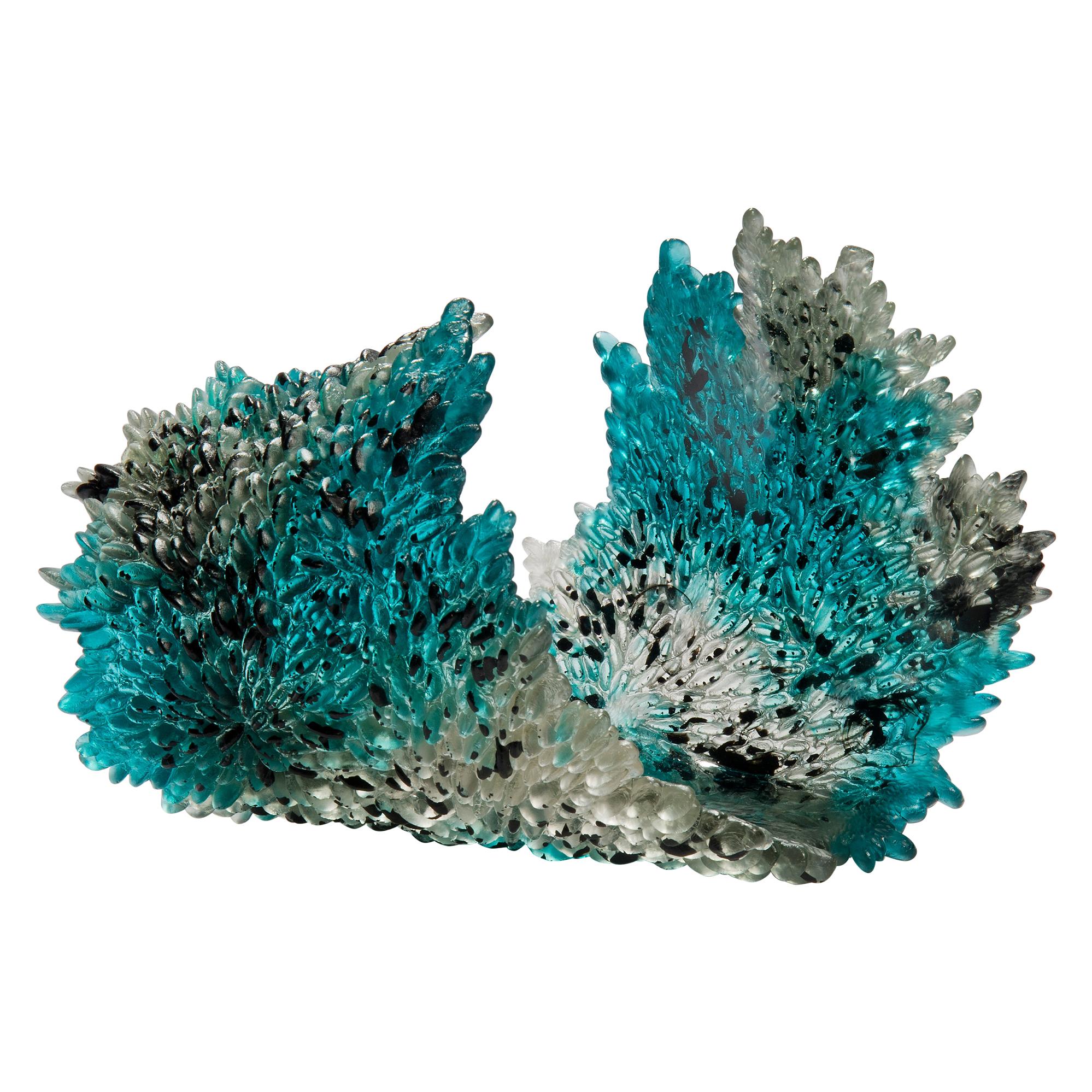 Acculturation, a Glass Sculpture in Clear, Teal and Black by Nina Casson McGarva