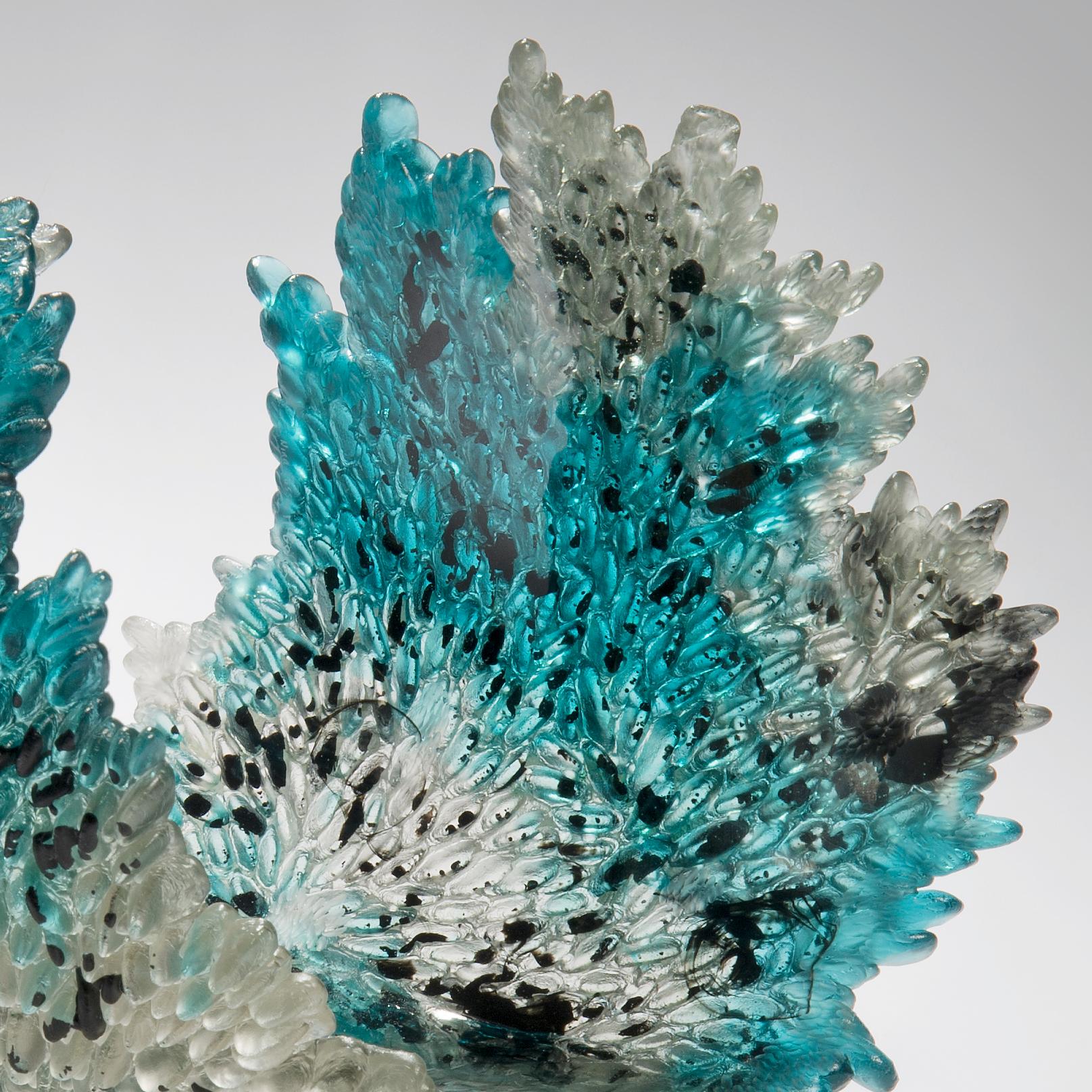 Organic Modern Acculturation, a Glass Sculpture in Clear, Teal and Black by Nina Casson McGarva