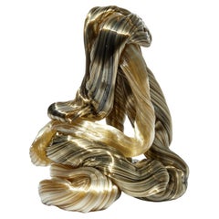 Accumulated Lines II, an amber & olive glass sculpture by Maria Bang Espersen