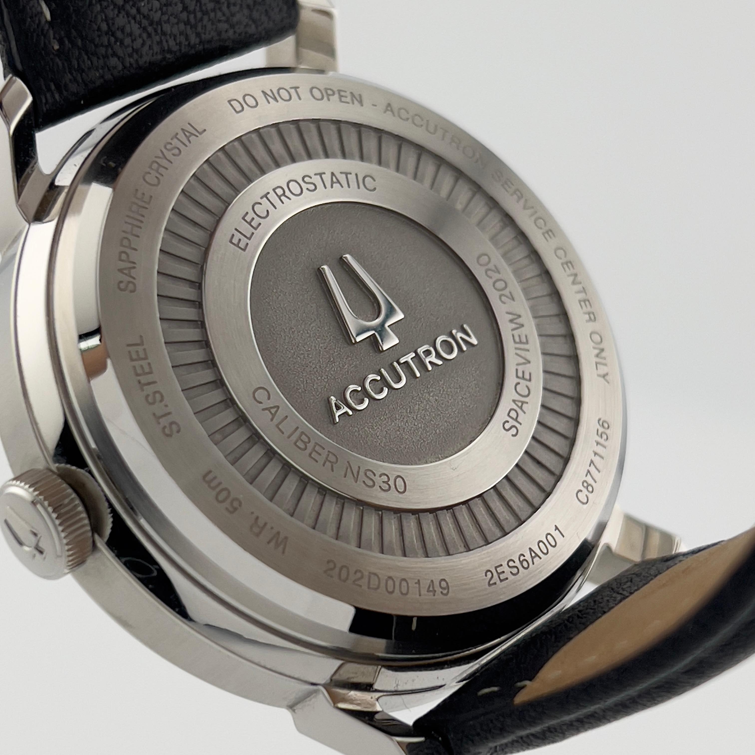 Accutron Electrostatic Spaceview 2020 2ES6A001 Scatola di carta in pelle inossidabile in vendita 2