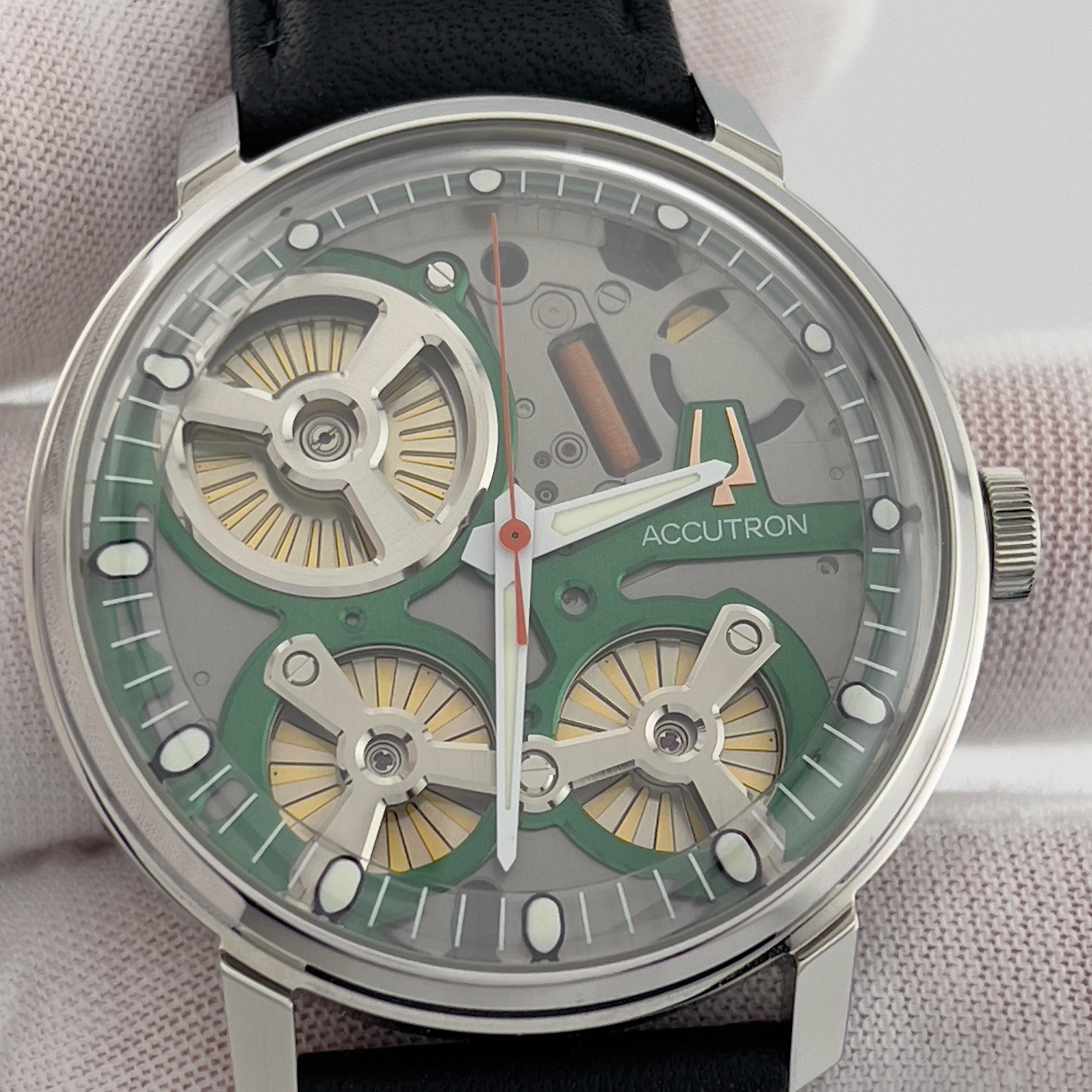 Accutron Electrostatic Spaceview 2020 2ES6A001 Scatola di carta in pelle inossidabile in vendita 4