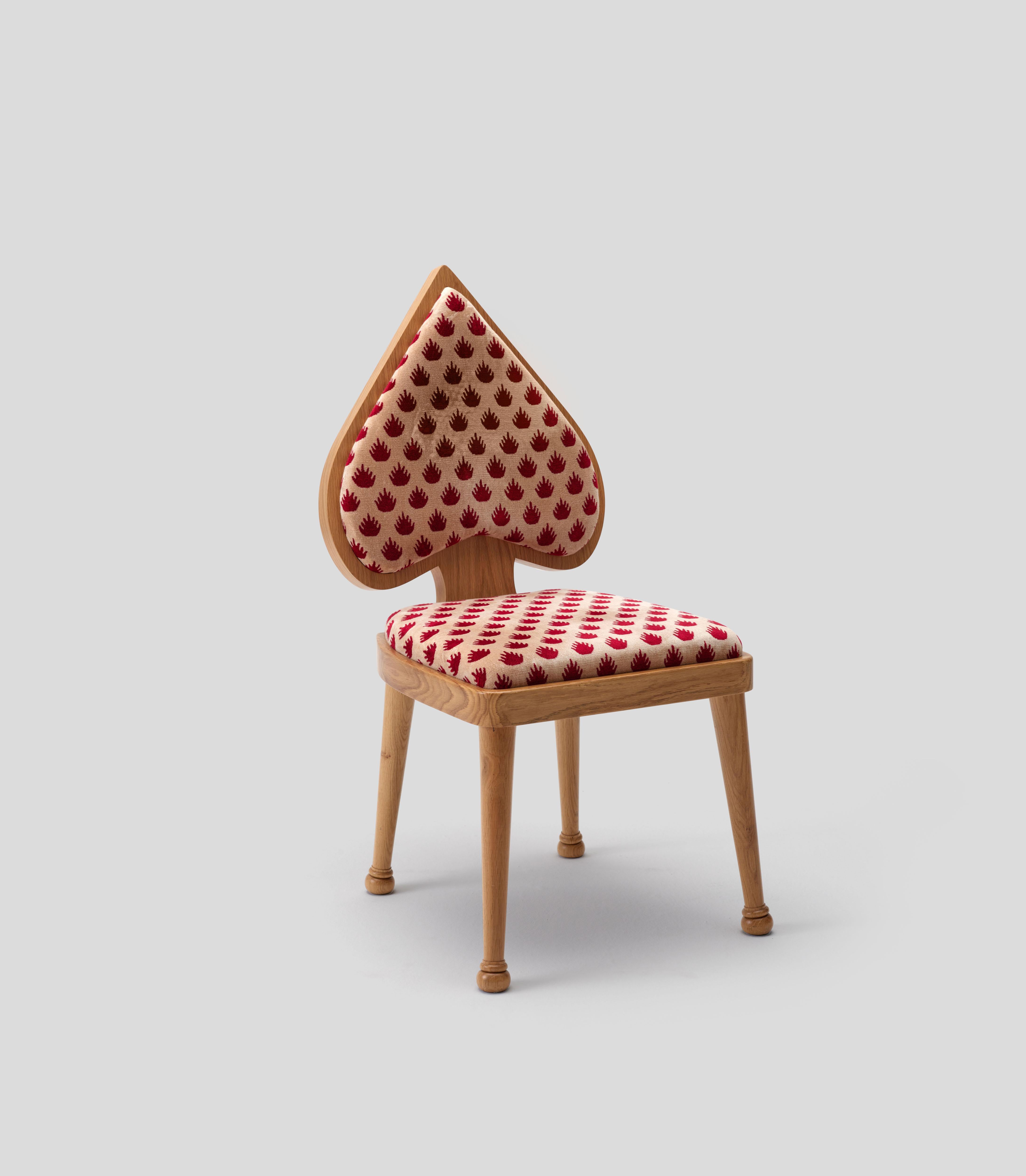 Arts and Crafts Ace Chair with Red Velvet Coronation Fabric For Sale