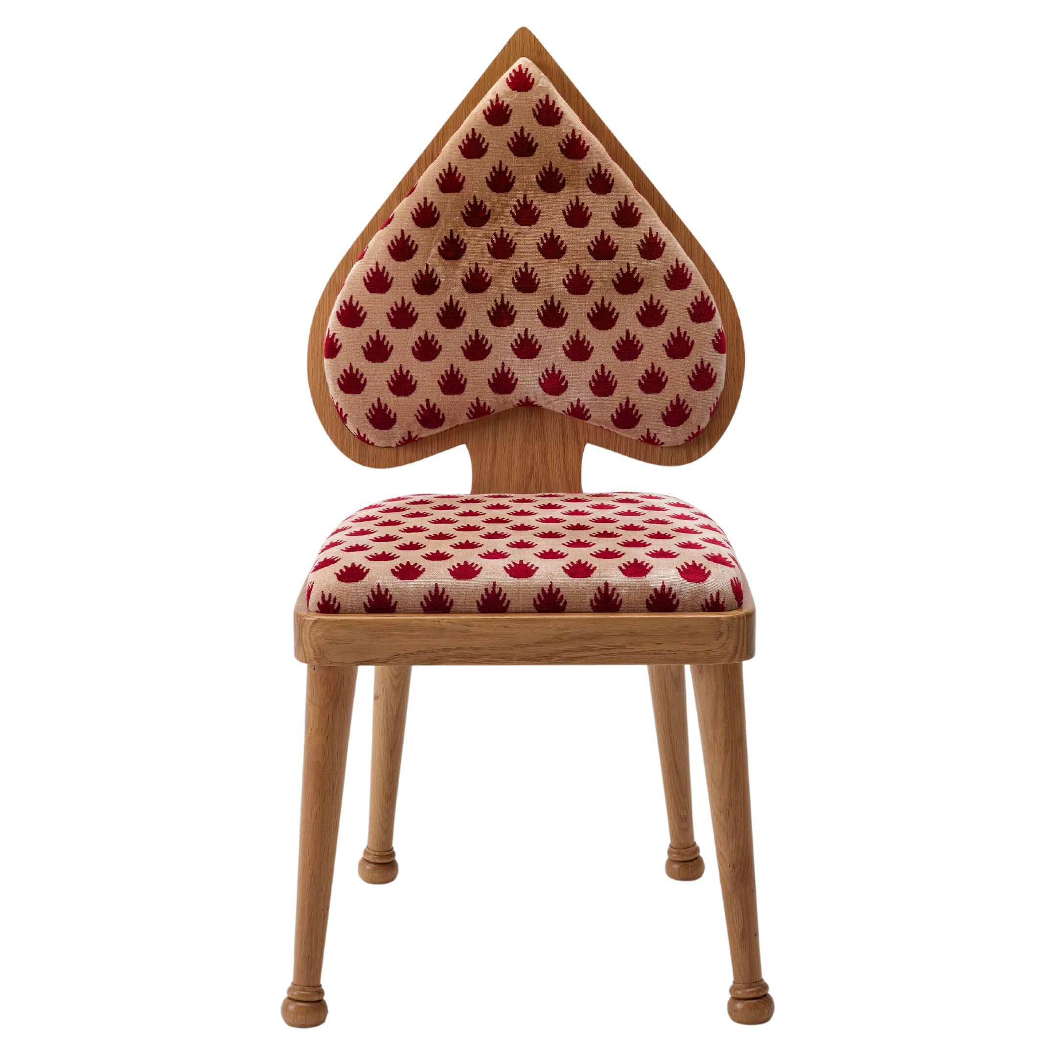 Ace Chair Red by Merve Kahraman, Oak Oak & Red Velvet Crown Fabric