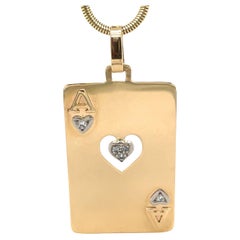 Ace of Hearts Diamond & Gold Pendant