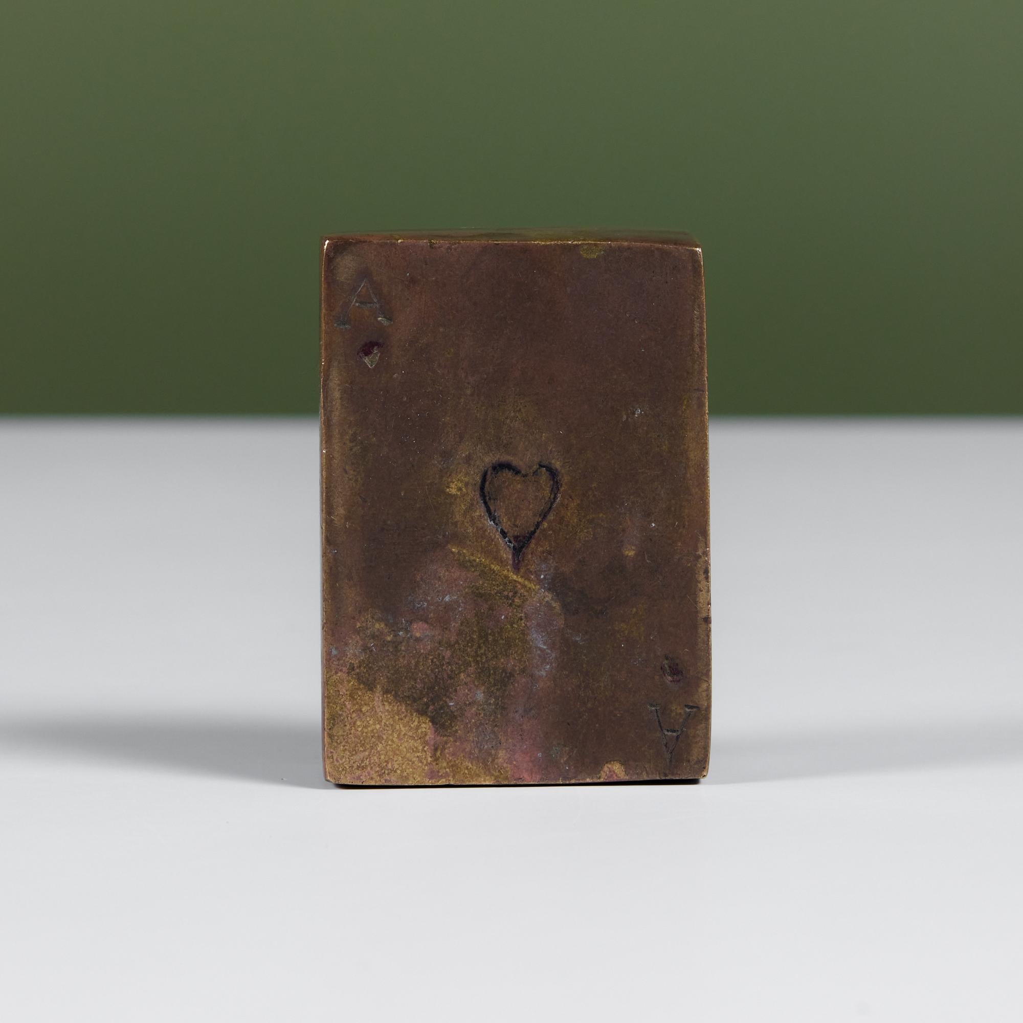 Patinated Ace of Hearts Metal Paper Weight