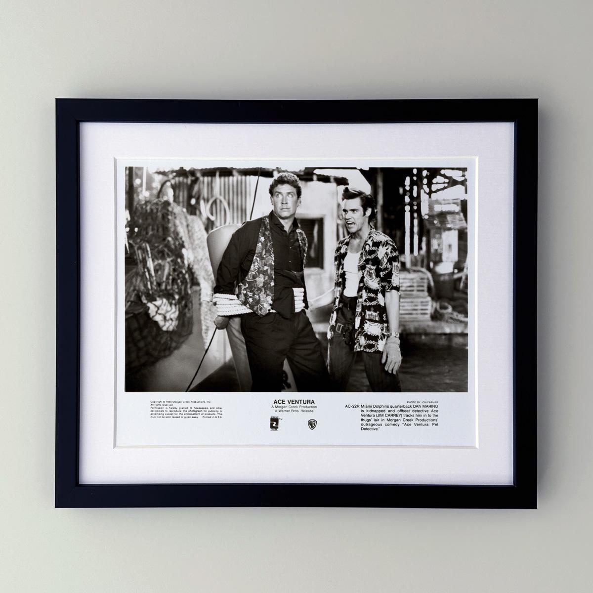 Original 8x10 inches Publicity Still for  Ace Ventura (1994).  Directed by by Tom Shadyac, starring Jim Carrey as Ace Ventura.

Publicity (film/production) stills were created to help studios promote their new films. The stills were included with