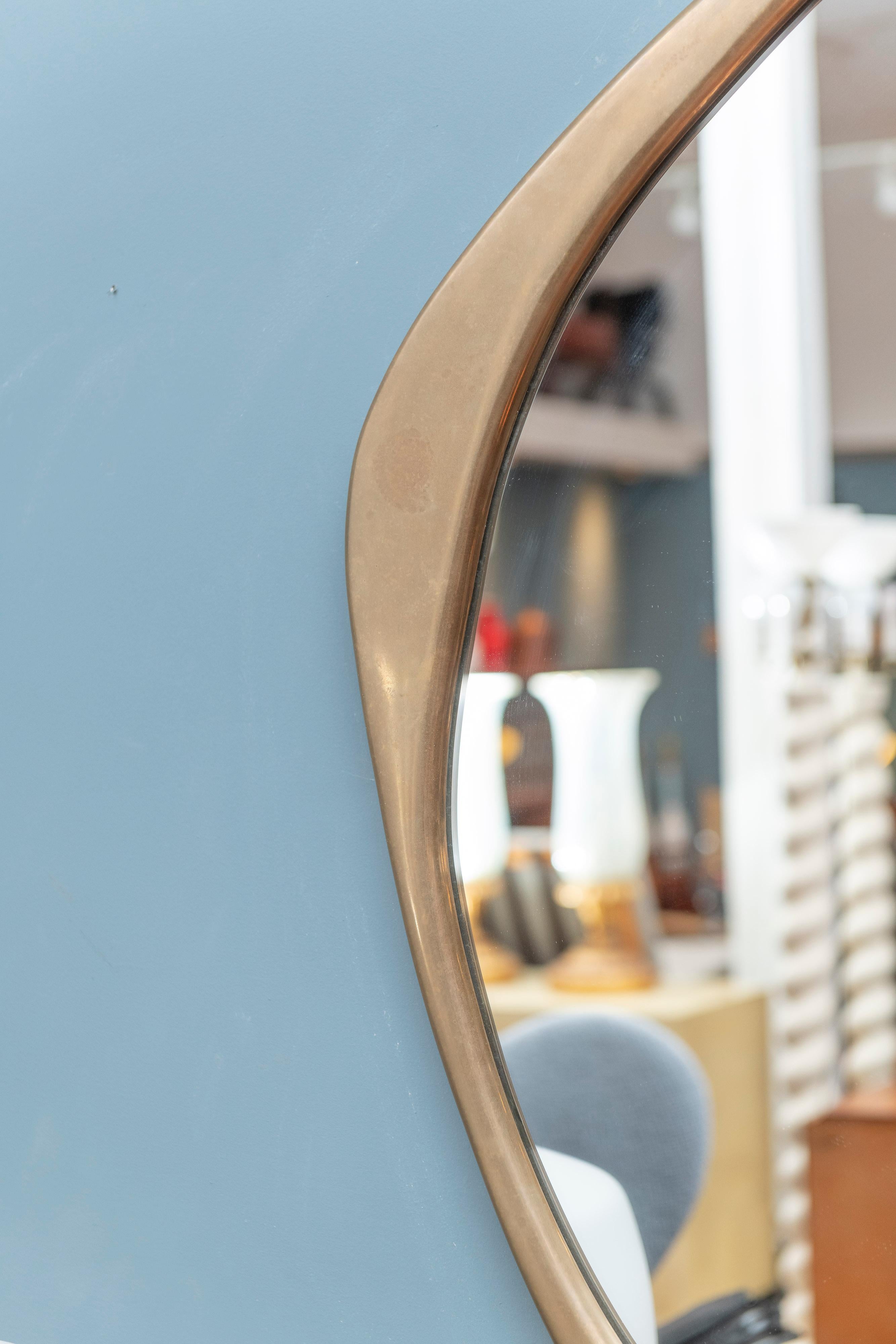Mid-Century Modern A.Cepa Bronze Patinated Large Wall Mirror